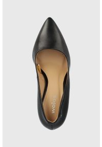 Wojas czółenka skórzane kolor czarny na słupku. Kolor: czarny. Materiał: skóra. Obcas: na słupku. Wysokość obcasa: średni #3