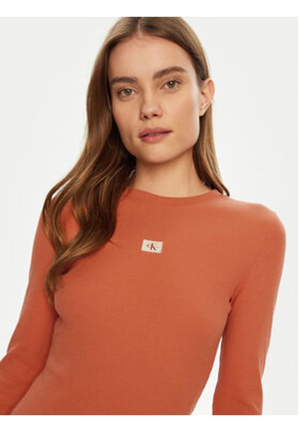 Calvin Klein Jeans Sukienka codzienna J20J225112 Pomarańczowy Slim Fit. Okazja: na co dzień. Kolor: pomarańczowy. Materiał: bawełna. Typ sukienki: proste. Styl: casual