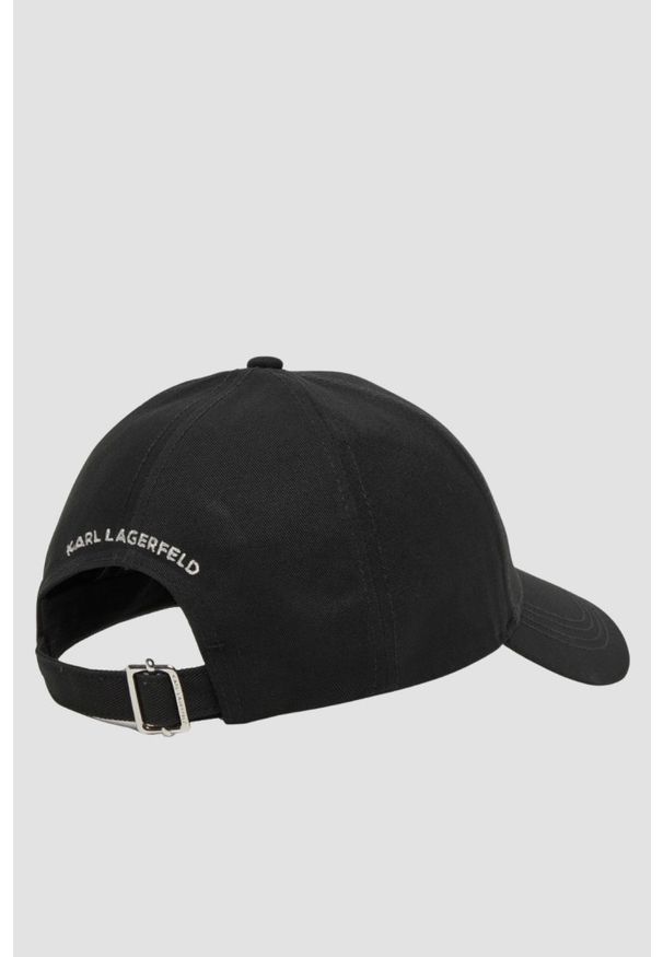 Karl Lagerfeld - KARL LAGERFELD Czapka z daszkiem damska z cyrkonami Ikon. Kolor: czarny. Materiał: materiał. Wzór: aplikacja. Styl: klasyczny, elegancki