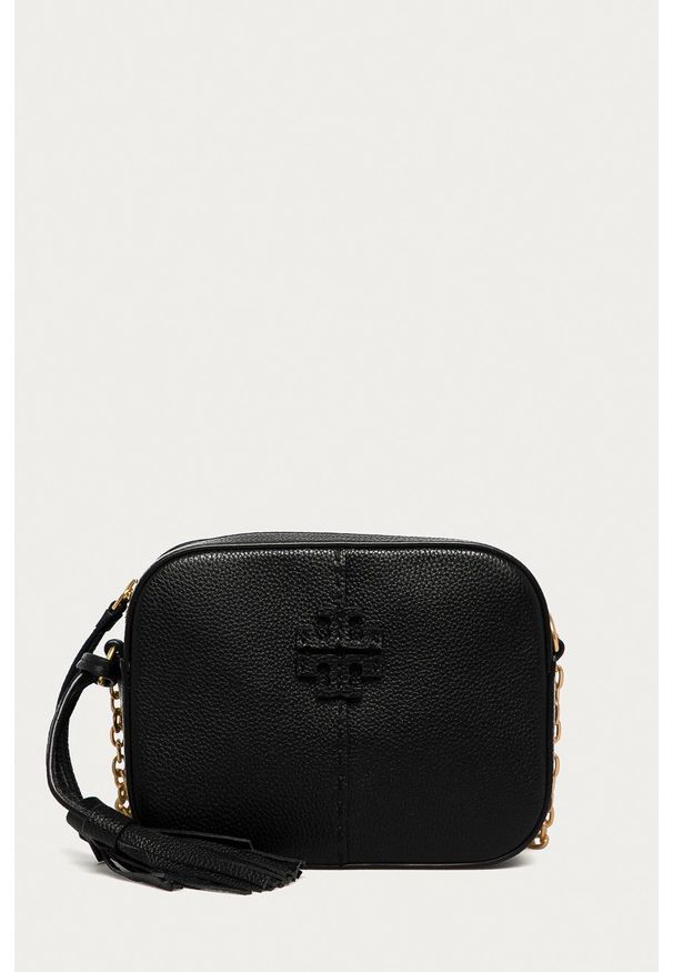Tory Burch - Torebka skórzana. Kolor: czarny. Materiał: skórzane. Rodzaj torebki: na ramię