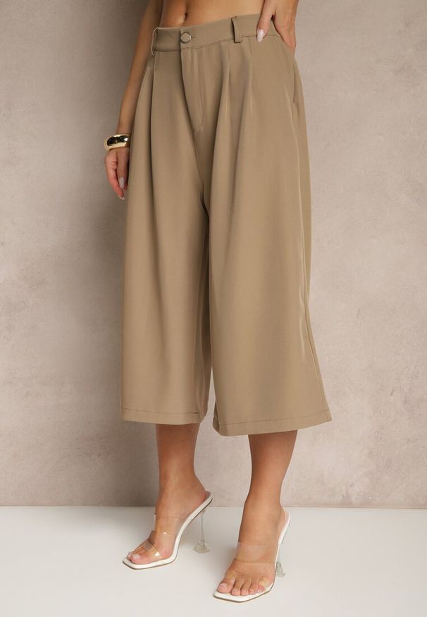 Renee - Brązowe Eleganckie Spodnie Typu Culottes Silunea. Okazja: na co dzień, na spotkanie biznesowe, do pracy. Kolor: brązowy. Styl: elegancki