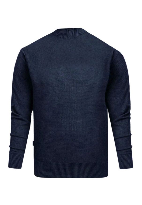 Wełniany Sweter z Wysokim Dekoltem na Zamek - Pako Jeans - Granatowy. Kolor: niebieski. Materiał: wełna, poliester