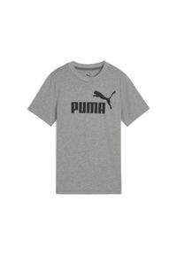 Puma - Młodzieżowa koszulka ESS z logo No. 1 PUMA Medium Gray Heather. Kolor: szary. Materiał: guma. Wzór: nadruk. Sport: joga i pilates
