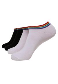 Urban Classics - Męskie Skarpetki No Show Rainbow Liner (zestaw 4 Sztuk). Kolor: biały, wielokolorowy, czarny