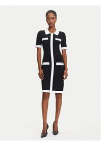 Karl Lagerfeld - KARL LAGERFELD Sukienka dzianinowa A3W13036 Czarny Slim Fit. Typ kołnierza: dekolt w karo. Kolor: czarny. Materiał: wiskoza, syntetyk #4