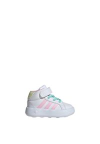 Adidas - Buty Grand Court Mid Kids. Kolor: żółty, biały, wielokolorowy, różowy. Materiał: materiał