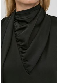Nissa Bluzka damska kolor czarny gładka. Okazja: na co dzień. Kolor: czarny. Materiał: tkanina. Długość rękawa: długi rękaw. Długość: długie. Wzór: gładki. Styl: casual #2