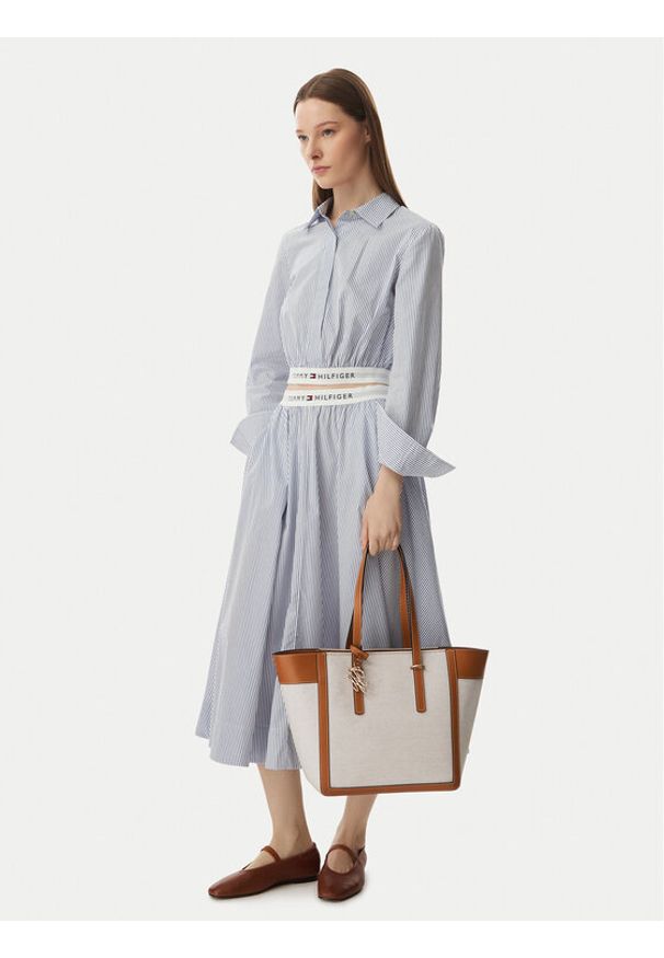 TOMMY HILFIGER - Tommy Hilfiger Torebka Th Script Tote Canvas AW0AW18829 Kremowy. Kolor: kremowy