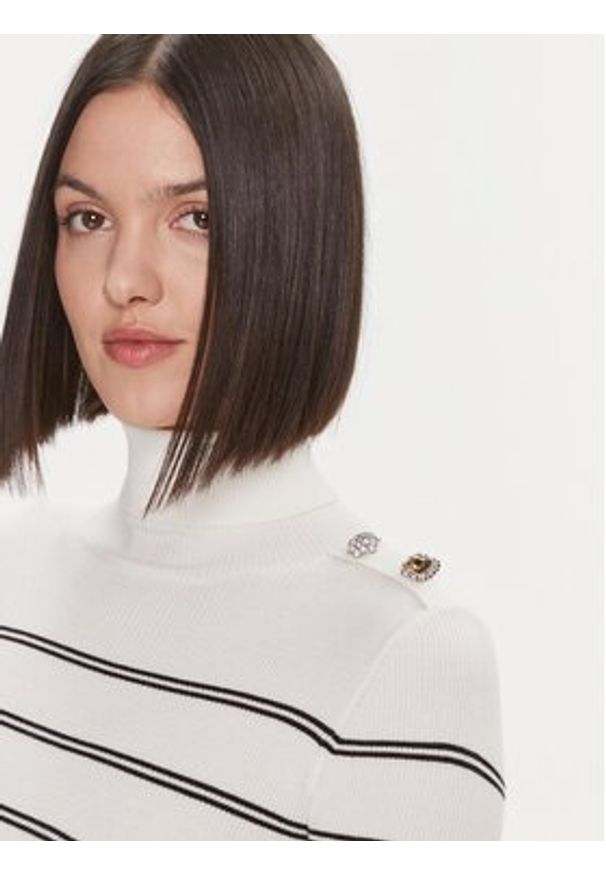 Liu Jo Golf MF3002 MS99E Biały Slim Fit. Typ kołnierza: golf. Kolor: biały. Materiał: wiskoza, syntetyk