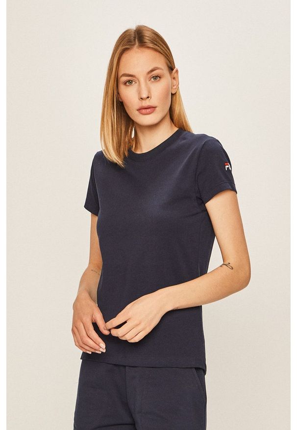 Fila - Piżama. Kolor: niebieski. Materiał: materiał. Długość: krótkie. Wzór: gładki
