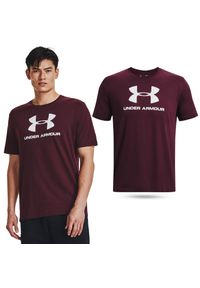 Under Armour - Koszulka fitness męska UNDER ARMOUR LOGO SS z krótkim rękawem. Kolor: czerwony, wielokolorowy, brązowy. Długość rękawa: krótki rękaw. Długość: krótkie. Sport: fitness #1