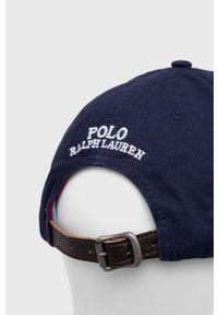 Polo Ralph Lauren czapka bawełniana kolor granatowy z aplikacją. Kolor: niebieski. Materiał: bawełna. Wzór: aplikacja #2