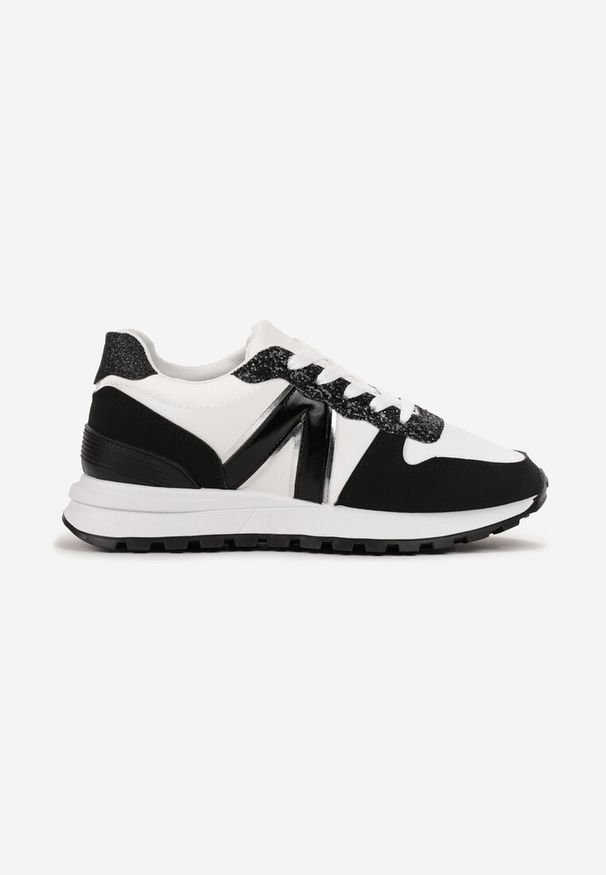 Born2be - Czarne Sneakersy na Grubej Podeszwie z Brokatem Sorbetta. Okazja: na co dzień. Kolor: czarny