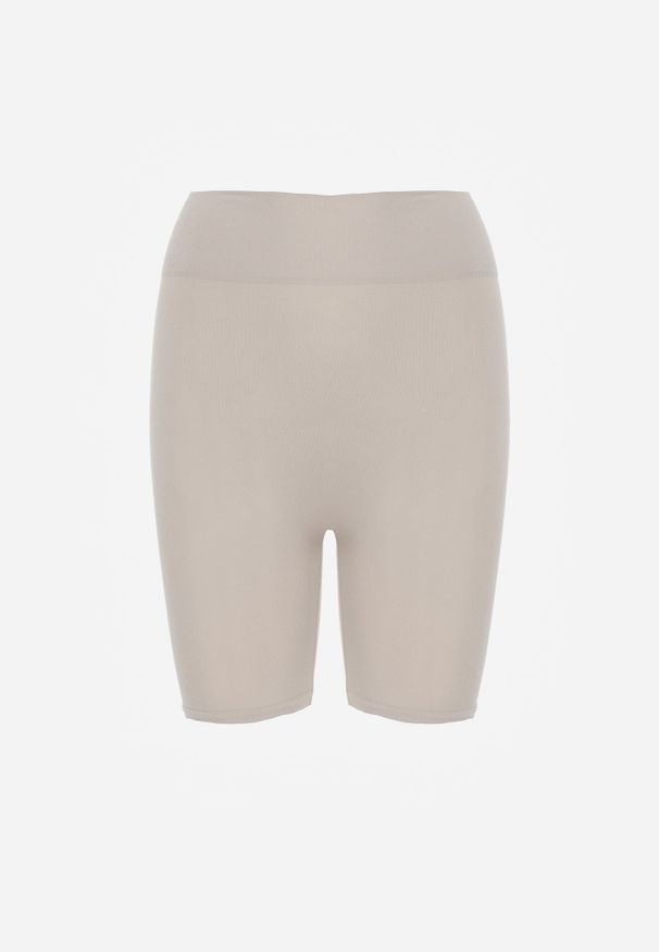 Renee - Beżowe Elastyczne Szorty Biker High Waist Diovien. Okazja: na co dzień. Stan: podwyższony. Kolor: beżowy. Materiał: prążkowany. Długość: krótkie. Styl: casual