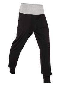 Spodnie haremki, długie Level 1 bonprix czarno-jasnoszary melanż. Kolor: czarny. Długość: długie. Wzór: melanż. Styl: elegancki, sportowy #1