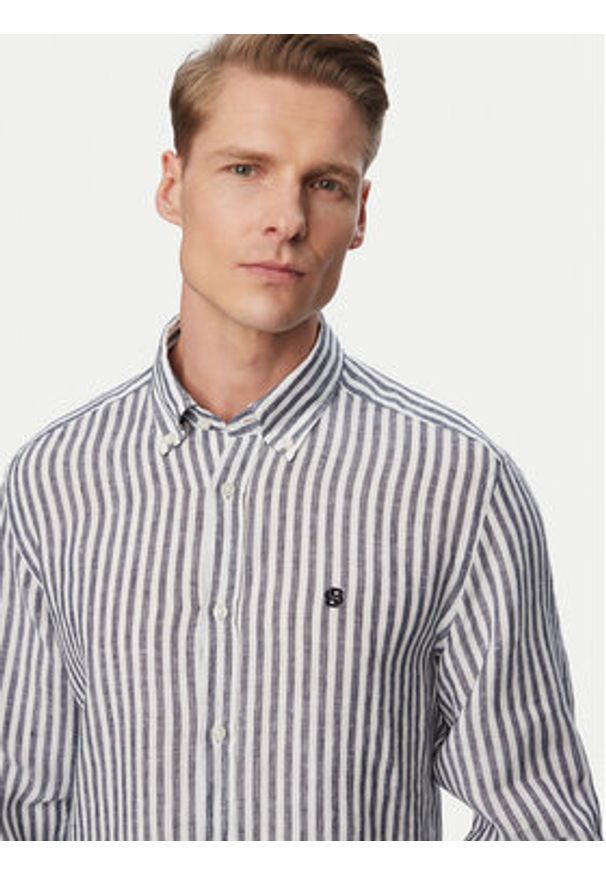 BOSS Koszula H-Liam 50560595 Granatowy Regular Fit. Kolor: niebieski. Materiał: len