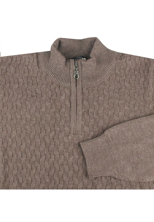 Sweter dla Mężczyzny - Lasota - Jasny Brąz, Krótki Zamek. Kolor: brązowy, wielokolorowy, beżowy. Materiał: akryl, bawełna. Długość: krótkie. Sezon: zima, jesień