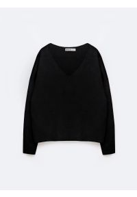 Big-Star - Sweter damski z wiskozy czarny Faustii 906. Okazja: na co dzień. Kolor: czarny. Materiał: wiskoza. Styl: elegancki, casual