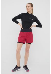 Rossignol szorty sportowe damskie kolor różowy gładkie high waist. Stan: podwyższony. Kolor: różowy. Materiał: tkanina, materiał, dzianina. Wzór: gładki. Styl: sportowy #3
