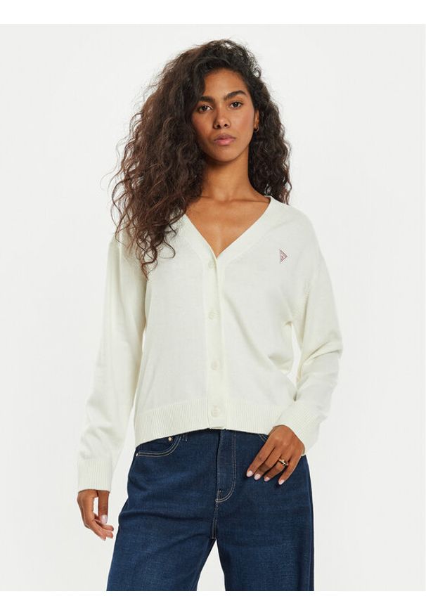 Guess Jeans Kardigan W4BR16 Z3HO2 Écru Regular Fit. Kolor: kremowy. Materiał: syntetyk