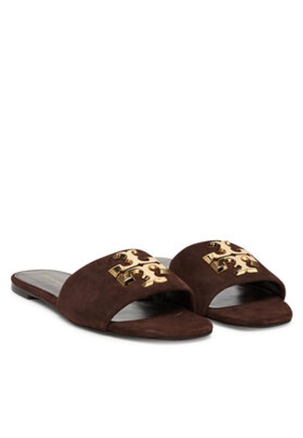 Tory Burch Klapki Eleanor Slide 174839 Brązowy. Kolor: brązowy. Materiał: skóra