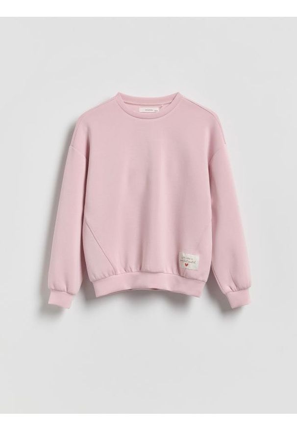 Reserved - Bluza z modalem - pastelowy róż. Kolor: różowy. Materiał: dzianina