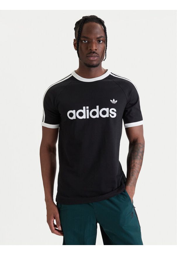 Adidas - adidas T-Shirt 3-Stripes Ringer KF0417 Czarny Slim Fit. Kolor: czarny. Materiał: bawełna