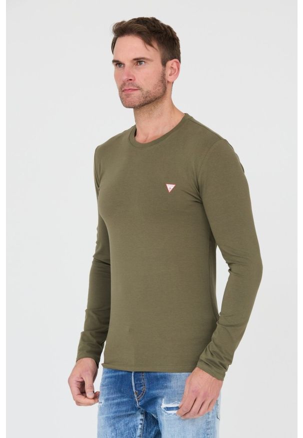 Guess - GUESS Zielony męski longsleeve Core Tee, Rozmiar XXL. Kolor: zielony. Długość rękawa: długi rękaw