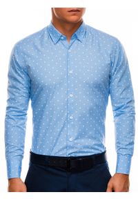 Ombre Clothing - Koszula męska elegancka z długim rękawem K463 - błękitna - XXL. Okazja: do pracy, na spotkanie biznesowe. Kolor: niebieski. Materiał: bawełna, poliester. Długość rękawa: długi rękaw. Długość: długie. Styl: elegancki #3