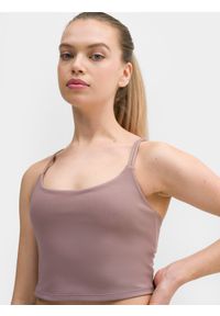 4f - 4F Crop top do jogi i pilatesu z materiałów z recyklingu damski XL. Kolor: brązowy. Materiał: materiał. Długość rękawa: na ramiączkach. Długość: krótkie. Sport: joga i pilates