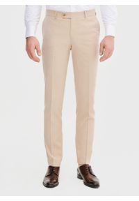 Pako Lorente - PAKO LORENTE – Beżowe spodnie ganiturowe. Kolor: beżowy. Materiał: wiskoza, poliester, elastan. Wzór: gładki. Styl: elegancki