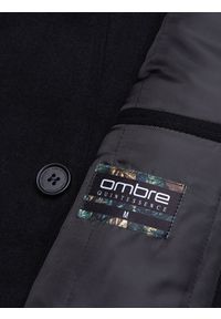 Ombre Clothing - Klasyczny płaszcz męski - czarny V1 C536 - XL. Kolor: czarny. Materiał: poliester. Styl: klasyczny #5