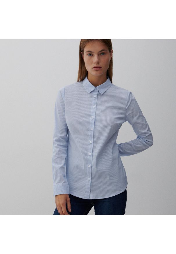 Reserved - Koszula z bawełną organiczną - Niebieski. Kolor: niebieski. Materiał: bawełna