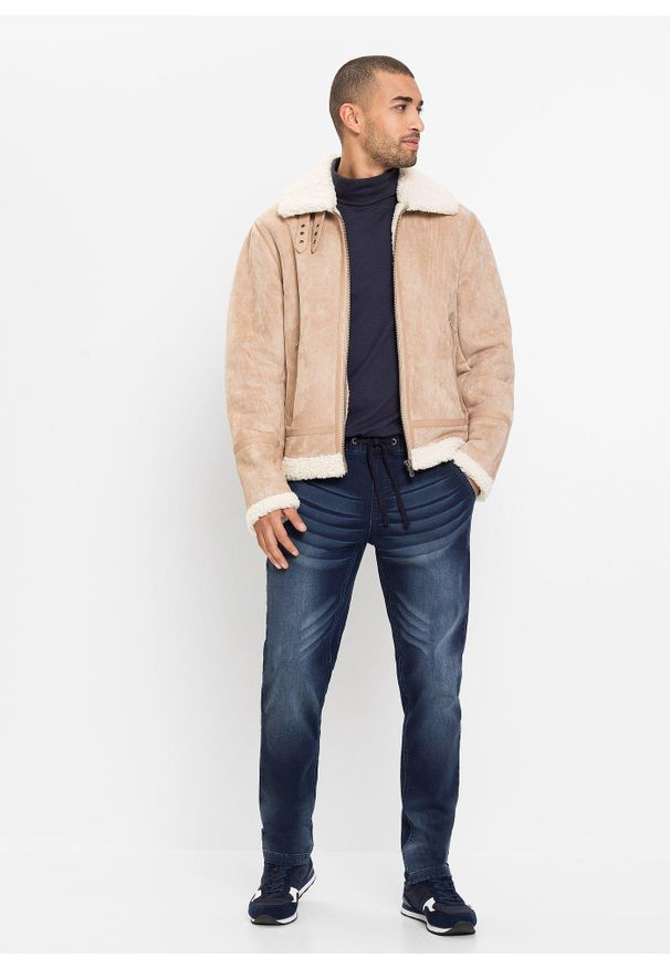 bonprix - Dżinsy dresowe slim fit, straight. Kolor: niebieski