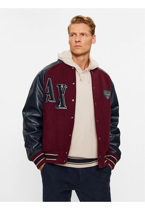 Armani Exchange Kurtka bomber 6RZB21 ZNIKZ 44AG Bordowy Regular Fit. Kolor: czerwony. Materiał: syntetyk