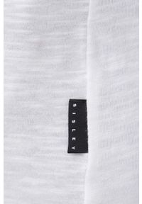 Sisley longsleeve bawełniany kolor biały gładki. Kolor: biały. Materiał: bawełna. Długość rękawa: długi rękaw. Wzór: gładki. Styl: klasyczny #5
