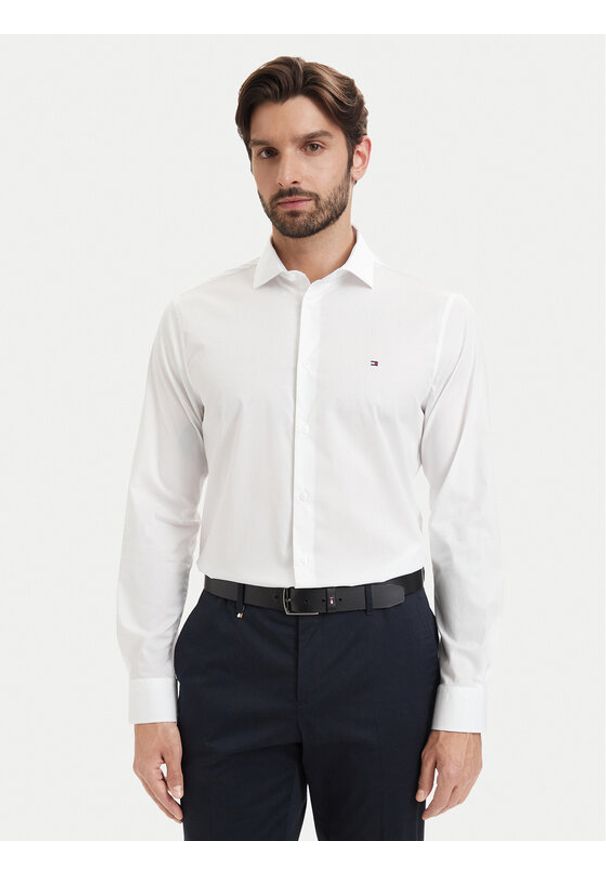 TOMMY HILFIGER - Tommy Hilfiger Koszula Cl Solid MW0MW43749 Biały Regular Fit. Kolor: biały. Materiał: bawełna