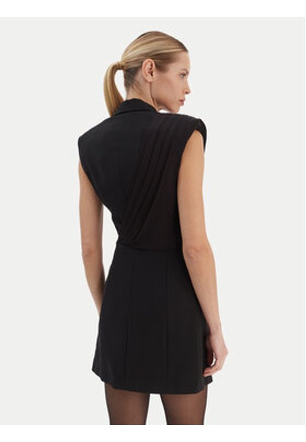 Karl Lagerfeld - KARL LAGERFELD Sukienka koktajlowa B1W13051 Czarny Slim Fit. Typ kołnierza: dekolt w karo. Kolor: czarny. Materiał: syntetyk. Styl: wizytowy