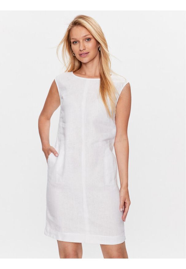 Tatuum Sukienka codzienna Sonatko 1 T2309.207 Biały Slim Fit. Okazja: na co dzień. Kolor: biały. Materiał: len. Typ sukienki: proste. Styl: casual