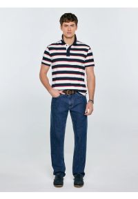 Big-Star - Koszulka męska polo w paski granatowo-biała Seulis 100. Okazja: na co dzień. Typ kołnierza: polo. Kolor: biały. Materiał: dzianina, bawełna, żakard. Wzór: paski. Styl: casual, elegancki, sportowy, klasyczny #5