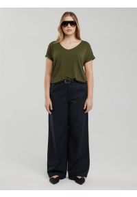 Big-Star - Koszulka damska o luźnym kroju khaki Valeria 303. Okazja: na co dzień. Kolor: zielony. Materiał: dzianina, wiskoza. Styl: klasyczny, casual #6