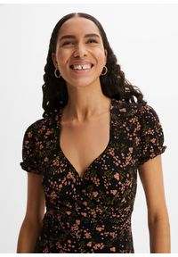 bonprix - Sukienka z dżerseju z mieszanki wiskozy. Kolor: czarny. Materiał: jersey, wiskoza. Wzór: nadruk #2