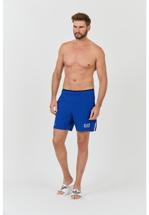 EA7 Emporio Armani - EA7 Niebieskie męskie kąpielówki Bermudas, Rozmiar XL. Kolor: niebieski