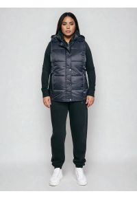 Big-Star - Kamizelka damska pikowana czarna Pixana 906. Kolor: czarny. Materiał: jeans. Długość: krótkie. Wzór: kolorowy. Sezon: jesień. Styl: sportowy, klasyczny, elegancki #2