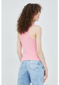 Tommy Jeans top damski kolor różowy. Okazja: na co dzień. Kolor: różowy. Materiał: bawełna, materiał, dzianina. Styl: casual #3