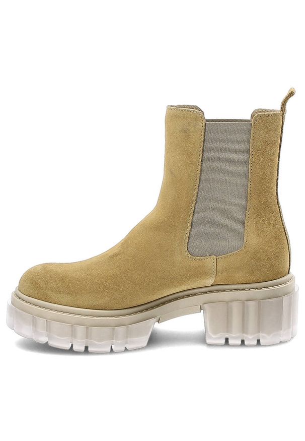 Żółte Botki Lemar Damskie Skórzane Sztyblety Wiosenne. Okazja: na co dzień. Kolor: żółty. Materiał: skóra. Sezon: wiosna. Obcas: na platformie. Styl: klasyczny, casual, elegancki