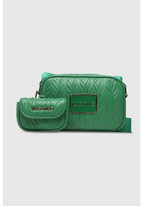 Valentino by Mario Valentino - VALENTINO Tłoczona zielona torebka z przypinaną saszetką sunny re haversack. Kolor: zielony. Materiał: z tłoczeniem