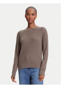 TOMMY HILFIGER - Tommy Hilfiger Sweter Fine WW0WW44993 Brązowy Regular Fit. Kolor: brązowy. Materiał: bawełna