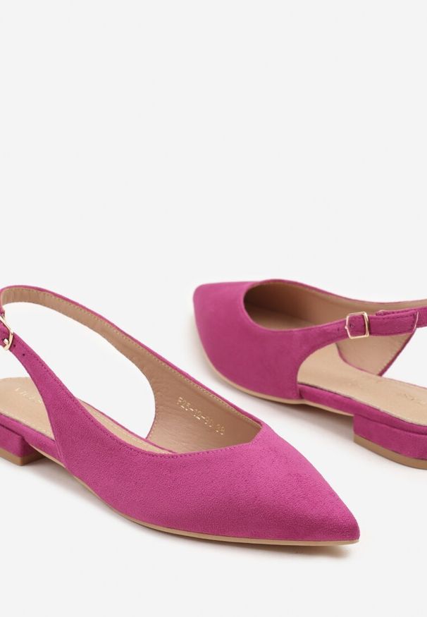 Renee - Fuksjowe Sandały Slingback Vices z Wkładką ze Skóry Naturalnej Annisae. Okazja: na spotkanie biznesowe. Zapięcie: sprzączka. Kolor: różowy. Materiał: skóra. Obcas: na obcasie. Styl: elegancki, biznesowy, klasyczny. Wysokość obcasa: niski