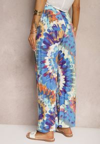 Renee - Niebieskie Wiskozowe Spodnie o Szerokim Kroju High Waist Tie Dye z Gumką w Talii Nalflea. Stan: podwyższony. Kolor: niebieski. Materiał: wiskoza. Sezon: lato